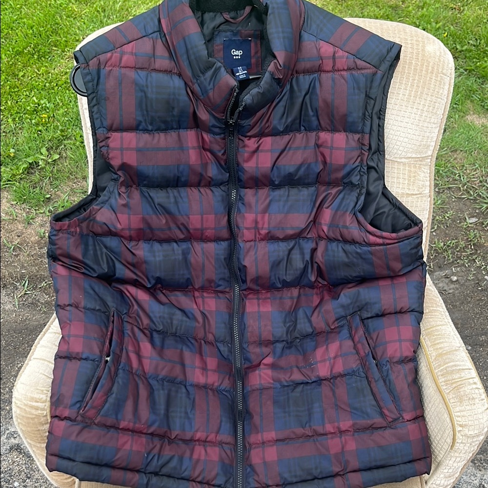 GAP Red and Blue Quilted Puffer Vest